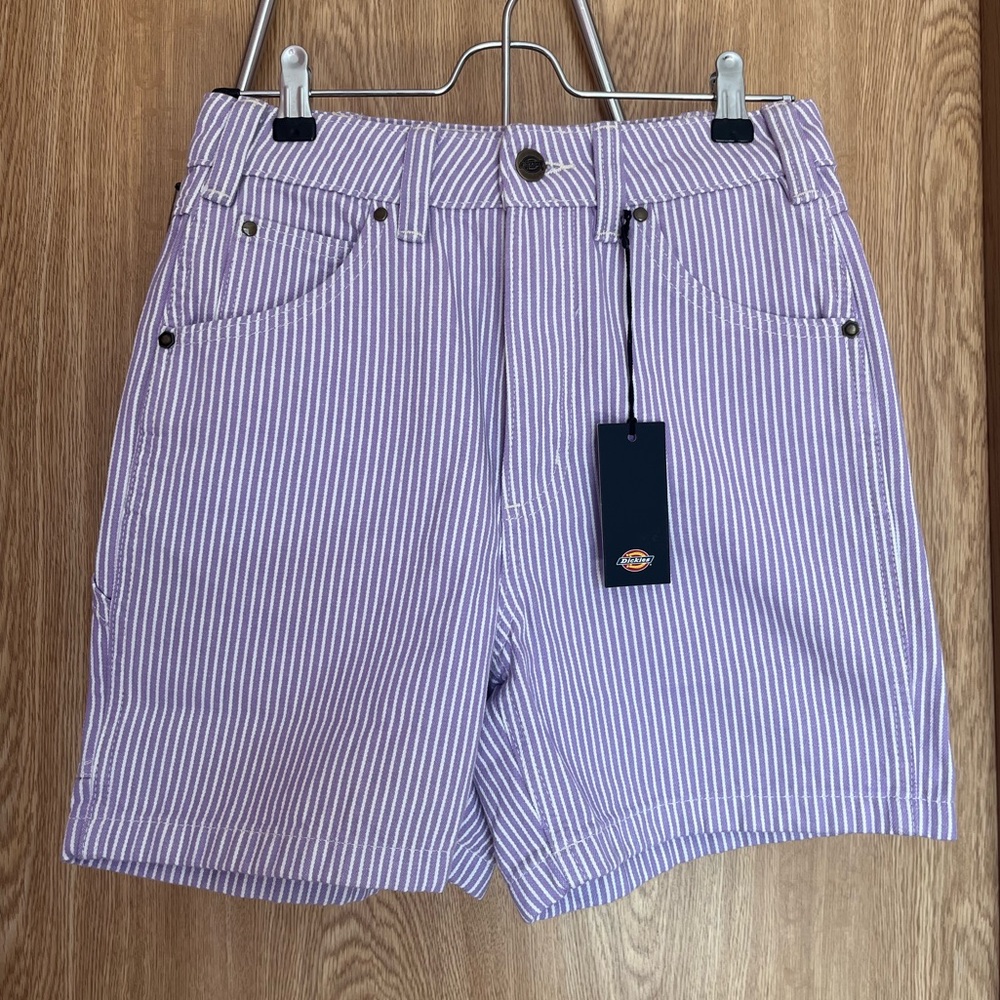 Dickies Hickory Stripe Carpenter Shorts in Lilac SIZE 27
